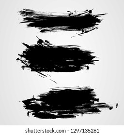 Set of three black grunge banners for your design