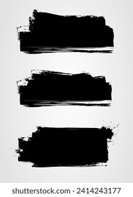 Set of three black grunge banners for your design. Modern grungy design.