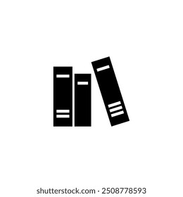 Set of three black vector books standing upright, perfect for library or education themes.