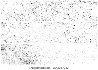 Set of Three Black and White Grunge and Speckled Textures