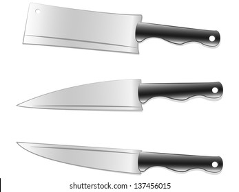 a set of three blades: big hanger, kitchen and for cutting bread