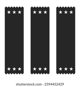 Set of three blank award ribbons for first, second and third place achievments at sports carnivals or similar in black silhouette vector illustration