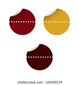 The set of three blank circle tags with perforation / The set of circle labels with perforation / The circle label