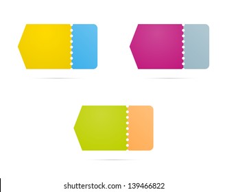 The set of three blank groovy and perforated labels / groovy arrow labels