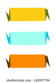 The set of three blank multicolor origami style labels / The set of origami style label / Origami labels