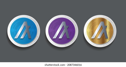 Set of three block chain based crypto currency logo for Algorand (ALGO) vector illustration. Can be used as icon, symbol, sticker, and print design. 