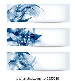 set three blue abstract banner