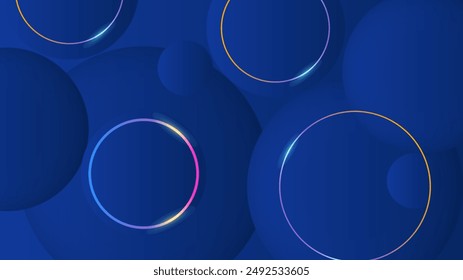 Set of three blue background with modern corporate concept, suit for presentation design, business card, technology banner and more