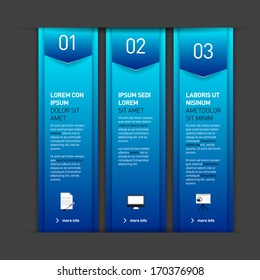 Set of three blue banners - options - info graphics
