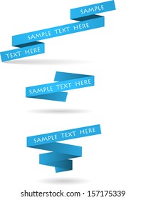 Set of three blue ribbons. eps10