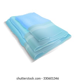 set of three blue terry towels