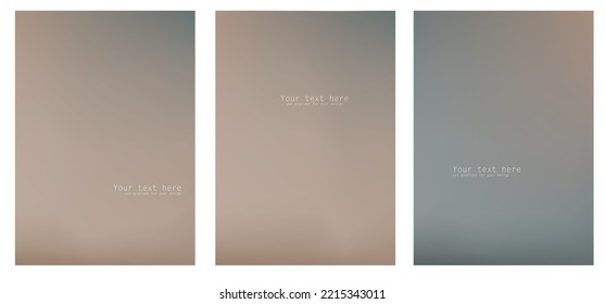 Set of three blurred gradient mesh illustrations with modern abstract unsharp patterns in pastel blue and purple colors. Template for advertising brochure, poster, banner, flyer or postcard