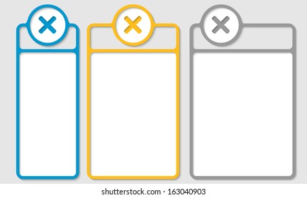 set of three bo for any text with ban mark