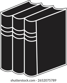 Set of three books icon representing a volume series, encyclopedia, or course curriculum with transparent background