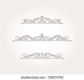 Set of three borders and page decorations. Vector illustration