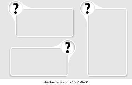 set of three box for any text with question  mark