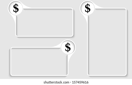 set of three box for any text with dollar sign