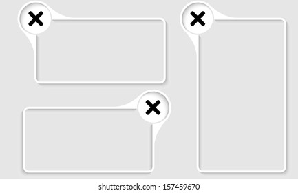 set of three box for any text with ban mark