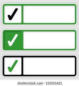 set of three boxes for any text with check box