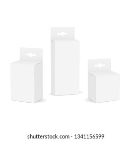 20 SMALL WHITE RETAIL DISPLAY BOXES WITH EURO SLOT HANGER, 