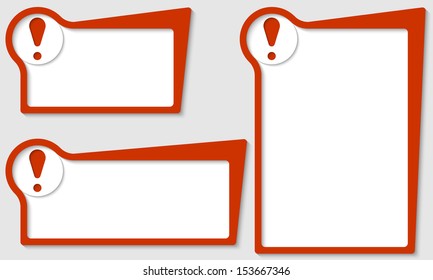set of three boxes with exclamation mark