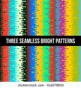 Set of three bright, colorful, seamless patterns. Vector, eps10. 