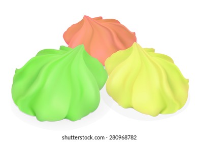 Set of three bright, delicious meringue. Illustration contains gradient meshes.