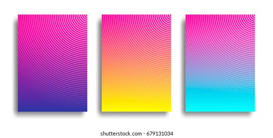 Set Three Bright Geometric Vector Background  Contrast Creative Illustration and Radial Lines for Posters  Ads  Banners  Wallpapers   Covers  