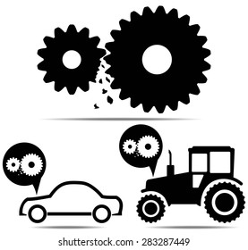 set of three broken mechanisms