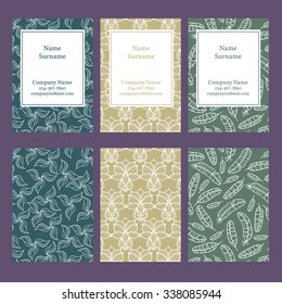 Set of three business card templates with vector background
