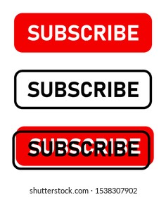 Set with three button subscribe of different design on white background. Vector illustration.