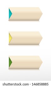 Set of three buttons with blue, yellow and green arrow / Light brown arrows / Blank arrows