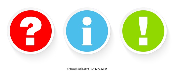 Set Of Three Buttons Question Information And Answer Red Blue Green