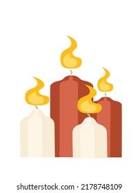 Conjunto de tres velas con ilustración vectorial de color diferente aislada en fondo blanco