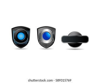 Set of three car badges for buttons
