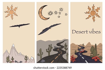 Set of three cards Arizona desert vibes