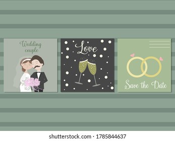 set of three cards congratulations on the wedding