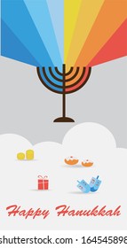 set of three cards with hanukkah infographics