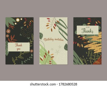 
set and three cards with thanks and invitation