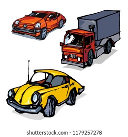 set of three cars