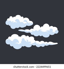 Set of Three Cartoon Clouds with Shading