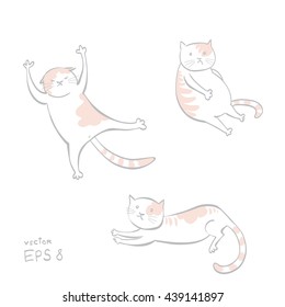 Set Three cats sitting, lying, flying