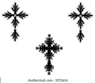 set of three Celtic style vector graphic crosses