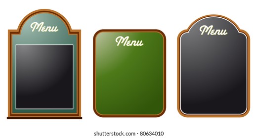 set of three chalkboard menus