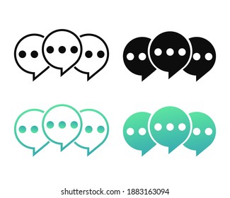 Set of three chat speech message bubbles. Forum icon. Communication sign. Illustration vector