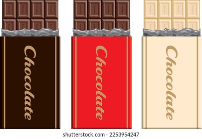 Set of three chocolate bars