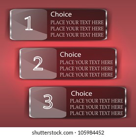 Set of three choice bars with advertising text