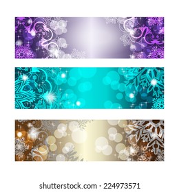 Set of three Christmas banners. With place for text