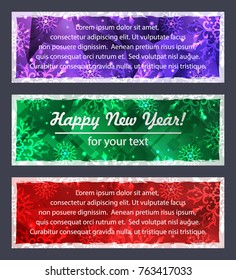 Set of three  Christmas banners with space for text. Winter banners with snowflakes.Christmas Greeting Card. Winter background with snowflakes. New Year flyer. Winter template. Christmas backdrop.