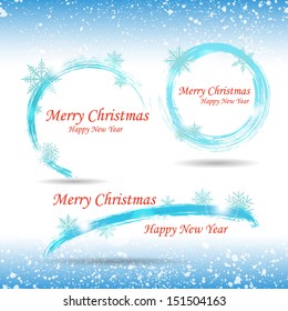 A set of three Christmas and New Year banner with snowflakes and bright light